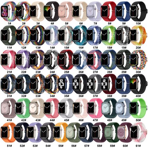 Nylon Woven Adjustable Buckle Elastic Watch Strap For Apple Watch Ultra 2 49mm Band For Iwatch 10 9 8 7 38 40 41 42 44 45 46 Mm（NLB-410）