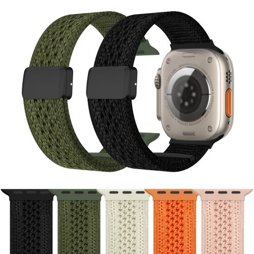 Woven Magnetic Clasp Watch Strap For Apple Watch Ultra 2 Band 49mm For Iwatch Series 10 9 8 7 6 5 38 40 41 42 44 45 46 mm （NLB-470）